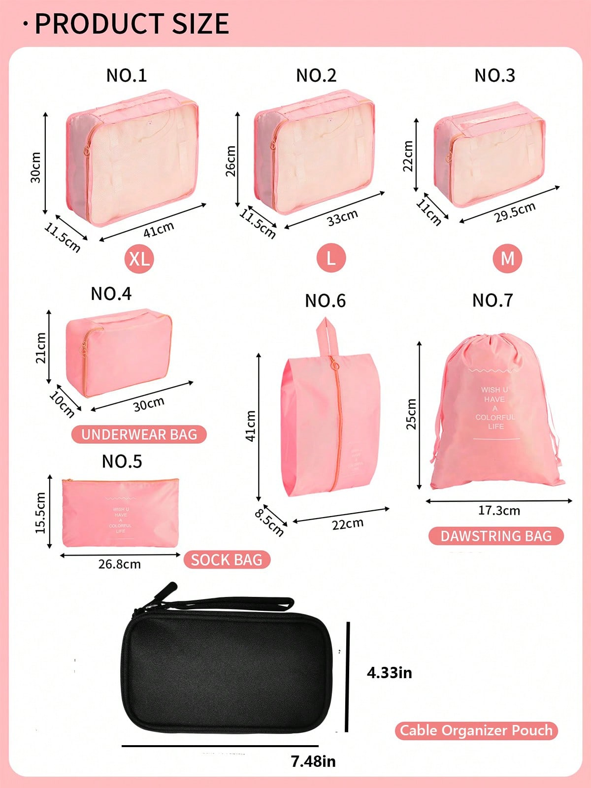 Set Packing Cubes& Travel Cabl - Tech Accessories Case recension och pris